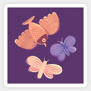 Bird and Butterflies Sticker